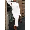 imagePRETTYGARDEN Womens Fall 2 Piece Outfits Bodycon Maxi Tank Pullover Sweater Dress And Long Sleeve Cropped Cardigan Knit SetsWhite