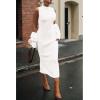 imagePRETTYGARDEN Womens Fall 2 Piece Outfits Bodycon Maxi Tank Pullover Sweater Dress And Long Sleeve Cropped Cardigan Knit SetsWhite