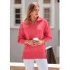 imagePRETTYGARDEN Womens Fall Pullover Oversized Sweaters Casual Long Sleeve Zip Up Lapel V Neck Knitted Winter TopsWatermelon Red