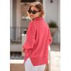 imagePRETTYGARDEN Womens Fall Pullover Oversized Sweaters Casual Long Sleeve Zip Up Lapel V Neck Knitted Winter TopsWatermelon Red