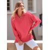 imagePRETTYGARDEN Womens Fall Pullover Oversized Sweaters Casual Long Sleeve Zip Up Lapel V Neck Knitted Winter TopsWatermelon Red