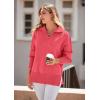 imagePRETTYGARDEN Womens Fall Pullover Oversized Sweaters Casual Long Sleeve Zip Up Lapel V Neck Knitted Winter TopsWatermelon Red