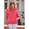 imagePRETTYGARDEN Womens Fall Pullover Oversized Sweaters Casual Long Sleeve Zip Up Lapel V Neck Knitted Winter TopsWatermelon Red