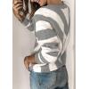 imagePRETTYGARDEN Womens Fashion Long Sleeve Striped Color Block Knitted Sweater Crew Neck Loose Pullover Jumper TopsStriped Light Grey