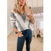 imagePRETTYGARDEN Womens Fashion Long Sleeve Striped Color Block Knitted Sweater Crew Neck Loose Pullover Jumper TopsStriped Light Grey
