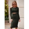 imagePRETTYGARDEN Womens Long Sleeve Midi Bodycon Dresses Casual Crewneck Cut Out Ribbed Knit Fitted Pencil DressArmy Green