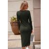 imagePRETTYGARDEN Womens Long Sleeve Midi Bodycon Dresses Casual Crewneck Cut Out Ribbed Knit Fitted Pencil DressArmy Green