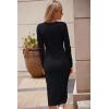imagePRETTYGARDEN Womens Long Sleeve Midi Bodycon Dresses Casual Crewneck Cut Out Ribbed Knit Fitted Pencil DressBlack