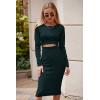 imagePRETTYGARDEN Womens Long Sleeve Midi Bodycon Dresses Casual Crewneck Cut Out Ribbed Knit Fitted Pencil DressDark Green
