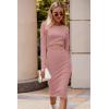 imagePRETTYGARDEN Womens Long Sleeve Midi Bodycon Dresses Casual Crewneck Cut Out Ribbed Knit Fitted Pencil DressDusty Pink