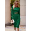 imagePRETTYGARDEN Womens Long Sleeve Midi Bodycon Dresses Casual Crewneck Cut Out Ribbed Knit Fitted Pencil DressGreen