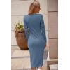 imagePRETTYGARDEN Womens Long Sleeve Midi Bodycon Dresses Casual Crewneck Cut Out Ribbed Knit Fitted Pencil DressLight Blue