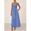 imagePRETTYGARDEN Womens Smocked Maxi Dresses 2025 Summer Beach Sundress Casual Spaghetti Strap Swing A Line Long Flowy DressBlue
