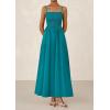 imagePRETTYGARDEN Womens Smocked Maxi Dresses 2025 Summer Beach Sundress Casual Spaghetti Strap Swing A Line Long Flowy DressLake Blue