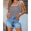 imagePRETTYGARDEN Womens Summer Tank Top Ribbed Knit Scoop Neck Sleeveless Color Block Slim Fitted Tops Basic Casual Tee ShirtsMid Grey