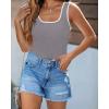 imagePRETTYGARDEN Womens Summer Tank Top Ribbed Knit Scoop Neck Sleeveless Color Block Slim Fitted Tops Basic Casual Tee ShirtsMid Grey