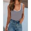 imagePRETTYGARDEN Womens Summer Tank Top Ribbed Knit Scoop Neck Sleeveless Color Block Slim Fitted Tops Basic Casual Tee ShirtsMid Grey