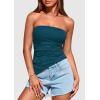imagePRETTYGARDEN Womens Tube Top 2025 Summer Trendy Strapless Tops Going Out Outfits Ruched Asymmetrical Bandeau ShirtsDark Blue
