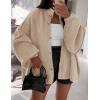 imagePRETTYGARDEN Womens Winter Button Down Cardigan Sweaters Mock Neck Lantern Long Sleeve Chunky Knit Jacket Trendy OuterwearLight Khaki