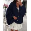 imagePRETTYGARDEN Womens Winter Button Down Cardigan Sweaters Mock Neck Lantern Long Sleeve Chunky Knit Jacket Trendy OuterwearNavy