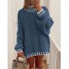 imagePRETTYGARDEN Womens Winter Oversized Pullover Sweaters Long Sleeve Mock Neck Chunky Knit Slouchy Jumper TopsGrey Blue