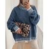 imagePRETTYGARDEN Womens Winter Oversized Pullover Sweaters Long Sleeve Mock Neck Chunky Knit Slouchy Jumper TopsGrey Blue