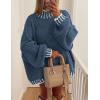 imagePRETTYGARDEN Womens Winter Oversized Pullover Sweaters Long Sleeve Mock Neck Chunky Knit Slouchy Jumper TopsGrey Blue