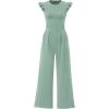 imagePRETTYGARDEN Summer Jumpsuits for Women Dressy Casual Ruffle Cap Sleeves Romper Crew Neck Rib Knit One Piece OutfitsFruit Green