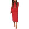 imagePRETTYGARDEN Womens 2024 Fall 2 Piece Outfits Track Suits Long Sleeve Crop Tops Bodycon Midi Skirt Slit Dress Matching SetsRed