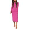 imagePRETTYGARDEN Womens 2024 Fall 2 Piece Outfits Track Suits Long Sleeve Crop Tops Bodycon Midi Skirt Slit Dress Matching SetsRose Red