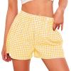 imagePRETTYGARDEN Womens Boxer Shorts 2025 Summer Casual Lounge Sleep Gingham Pajama Y2K Plaid Short Pants with PocketsYellow
