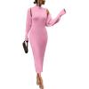 imagePRETTYGARDEN Womens Fall 2 Piece Outfits Bodycon Maxi Tank Pullover Sweater Dress And Long Sleeve Cropped Cardigan Knit SetsPink
