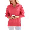 imagePRETTYGARDEN Womens Fall Pullover Oversized Sweaters Casual Long Sleeve Zip Up Lapel V Neck Knitted Winter TopsWatermelon Red