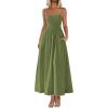 imagePRETTYGARDEN Womens Smocked Maxi Dresses 2025 Summer Beach Sundress Casual Spaghetti Strap Swing A Line Long Flowy DressArmy Green