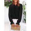 imagePRETTYGARDEN Lace Long Sleeve Tops for Women Eyelet Blouses Dressy Casual Hollow Out Button Down Shirts Spring Fashion 2025Black