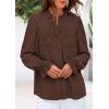 imagePRETTYGARDEN Lace Long Sleeve Tops for Women Eyelet Blouses Dressy Casual Hollow Out Button Down Shirts Spring Fashion 2025Coffee