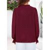 imagePRETTYGARDEN Lace Long Sleeve Tops for Women Eyelet Blouses Dressy Casual Hollow Out Button Down Shirts Spring Fashion 2025Jujube Red