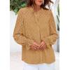 imagePRETTYGARDEN Lace Long Sleeve Tops for Women Eyelet Blouses Dressy Casual Hollow Out Button Down Shirts Spring Fashion 2025Khaki