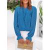 imagePRETTYGARDEN Lace Long Sleeve Tops for Women Eyelet Blouses Dressy Casual Hollow Out Button Down Shirts Spring Fashion 2025Lake Blue