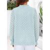 imagePRETTYGARDEN Lace Long Sleeve Tops for Women Eyelet Blouses Dressy Casual Hollow Out Button Down Shirts Spring Fashion 2025Light Blue