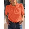 imagePRETTYGARDEN Summer Tops for Women 2025 Trendy Short Sleeve Eyelet Embroidered Dressy Casual Blouse ShirtsOrange