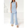 imagePRETTYGARDEN Womens 2 Piece Lounge Set 2025 Summer Casual Loose Tank Top Wide Leg Pants Matching Travel Outfits TracksuitLight Blue