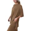 imagePRETTYGARDEN Womens 2 Piece Outfits Casual Short Sleeve Pullover Tops and Wide Leg Pants Lounge Sets TracksuitsDark Khaki