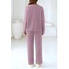 imagePRETTYGARDEN Womens 2 Piece Pullover Sweater Set Oversized V Neck Top Wide Leg Pants Fall Winter Fuzzy Lounge OutfitBean Paste Purple
