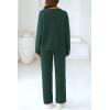 imagePRETTYGARDEN Womens 2 Piece Pullover Sweater Set Oversized V Neck Top Wide Leg Pants Fall Winter Fuzzy Lounge OutfitDark Green