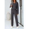 imagePRETTYGARDEN Womens 2 Piece Pullover Sweater Set Oversized V Neck Top Wide Leg Pants Fall Winter Fuzzy Lounge OutfitDark Grey