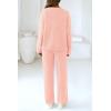 imagePRETTYGARDEN Womens 2 Piece Pullover Sweater Set Oversized V Neck Top Wide Leg Pants Fall Winter Fuzzy Lounge OutfitLight Pink