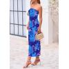 imagePRETTYGARDEN Womens 2025 Summer Floral Bodycon Maxi Dresses Ribbed Strapless Tube Casual Boho Party Long DressFloral Blue Pink