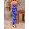 imagePRETTYGARDEN Womens 2025 Summer Floral Bodycon Maxi Dresses Ribbed Strapless Tube Casual Boho Party Long DressFloral Blue Pink
