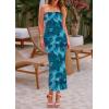 imagePRETTYGARDEN Womens 2025 Summer Floral Bodycon Maxi Dresses Ribbed Strapless Tube Casual Boho Party Long DressFloral Lake Blue